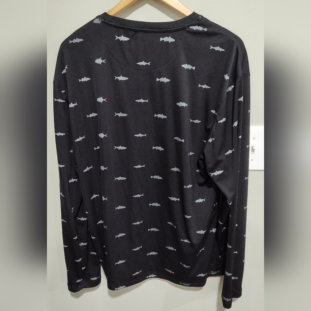 Reel Legends Freeline Men's Black Long Sleeve Shirt w FISH Size X Large - Picture 4 of 6